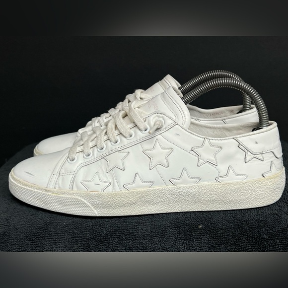 $595 Saint Laurent White Leather Stars Court Classic Low Sneakers SZ 39 US 9 - Picture 1 of 11